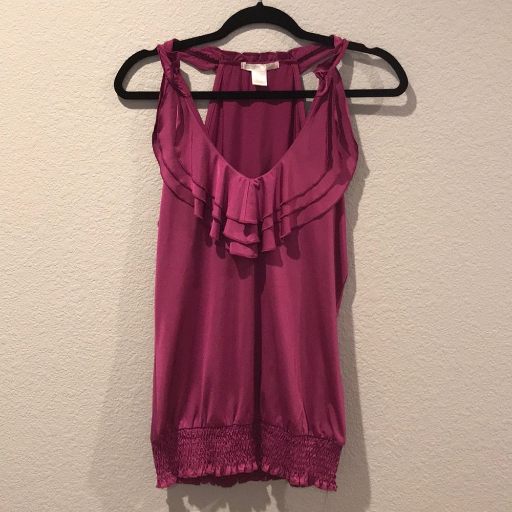 Fuschia blouse with ruffles